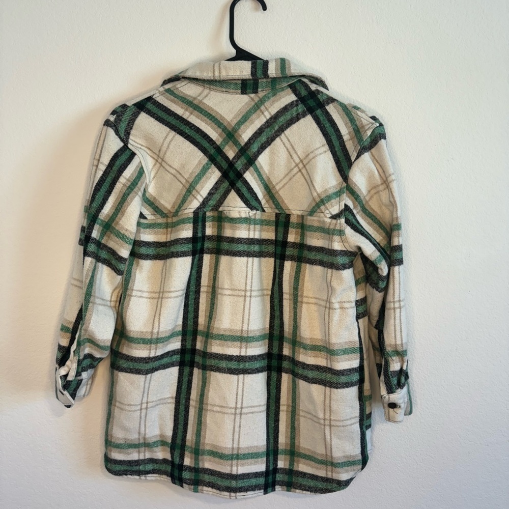 Zara Youth Cream‎ & Green Plaid Shirt Size 10 - Picture 5 of 9